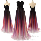 Custom Made Backless Ombre Chiffon Long Semi Formal Prom Dress, Ombre Bridesmaid Dresses, Formal Dresses